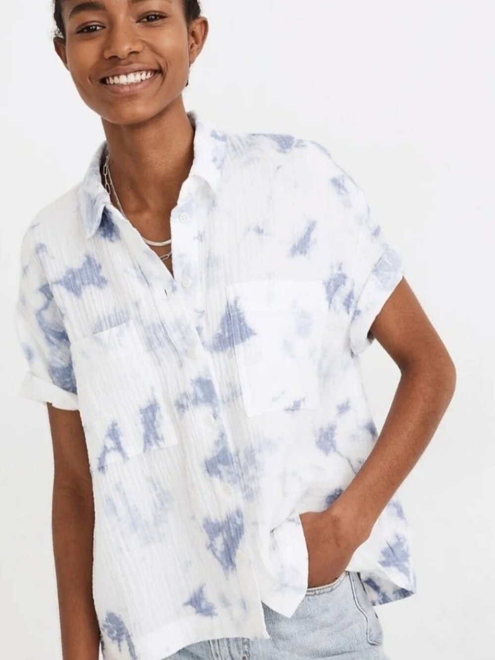 Madewell Lightspun Beachside Button Down Shirt Tie Dye